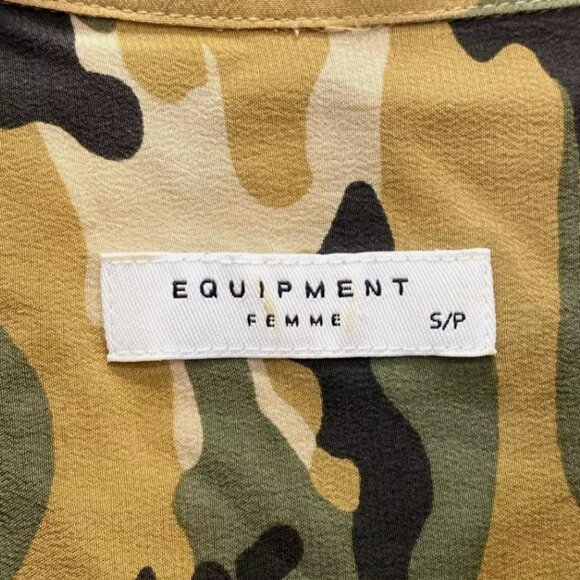 Equipment Femme 100% Silk Shirt Dress Remy Utility Pockets Camo Camouflage Small - Picture 10 of 11